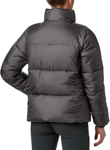 Columbia Women's Puffect Color Blocked Jacket, Dark Stone/Black/White, X-Large in Saudi Arabia