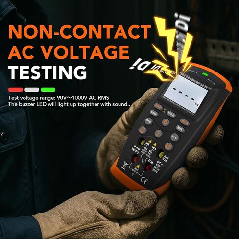 جهاز اختبار متعدد المتر TRMS 6000 عدد، مقياس الجهد مع NCV، إضاءة خلفية، تثبيت البيانات، إيقاف تلقائي - يقيس جهد التيار المتردد/التيار المستمر، المقاومة، السعة، الاستمرارية للتدفئة والتهوية وتكييف الهواء، المنزل والمنزل (برتقالي) in Kuwait