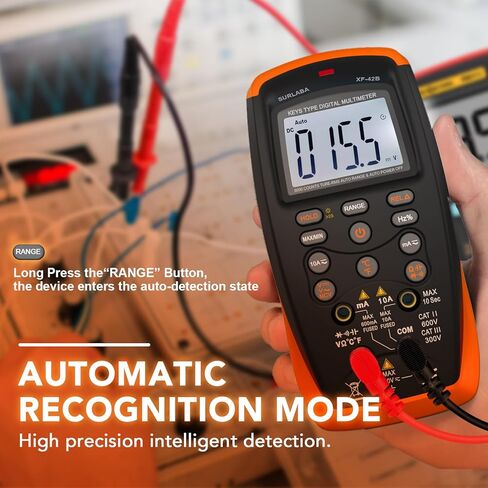 جهاز اختبار متعدد المتر TRMS 6000 عدد، مقياس الجهد مع NCV، إضاءة خلفية، تثبيت البيانات، إيقاف تلقائي - يقيس جهد التيار المتردد/التيار المستمر، المقاومة، السعة، الاستمرارية للتدفئة والتهوية وتكييف الهواء، المنزل والمنزل (برتقالي) in Kuwait