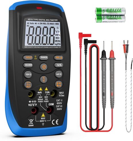 Multimeter Tester TRMS 6000 Counts, Voltage Meter with NCV, Backlight, Data Hold, Auto Off - Measures AC/DC Voltage/Current, Resistance, Capacitance, Continuity for HVAC, Home & DIY (Orange) in Saudi Arabia