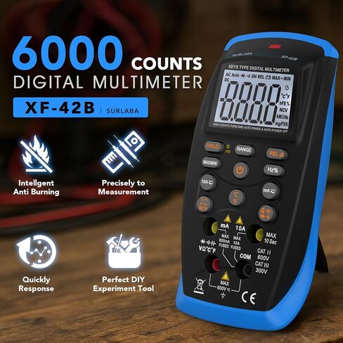 Multimeter Tester TRMS 6000 Counts, Voltage Meter with NCV, Backlight, Data Hold, Auto Off - Measures AC/DC Voltage/Current, Resistance, Capacitance, Continuity for HVAC, Home & DIY (Orange) in Saudi Arabia