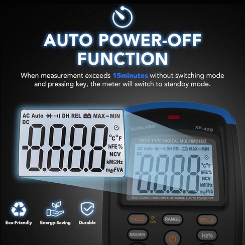 Multimeter Tester TRMS 6000 Counts, Voltage Meter with NCV, Backlight, Data Hold, Auto Off - Measures AC/DC Voltage/Current, Resistance, Capacitance, Continuity for HVAC, Home & DIY (Orange) in Saudi Arabia