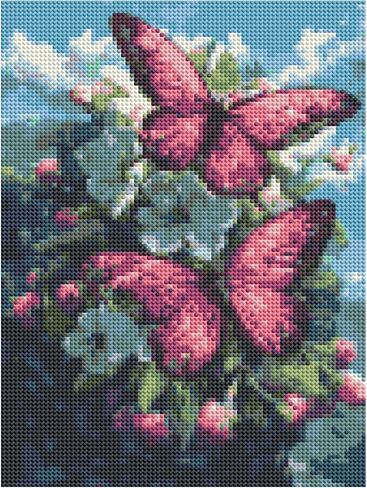 DOTZSO Butterfly Diaomnd Painting Kits for Adults DIY 5D Round Full Drill Butterfly Flowers Diamond Art Adult Diamond Painting Very Suitable for Home Leisure and Wall Decoration 11.8x15.7 (Inches) in Saudi Arabia