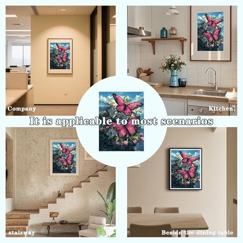 DOTZSO Butterfly Diaomnd Painting Kits for Adults DIY 5D Round Full Drill Butterfly Flowers Diamond Art Adult Diamond Painting Very Suitable for Home Leisure and Wall Decoration 11.8x15.7 (Inches) in Saudi Arabia