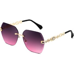 FEISEDY Classic Rimless Sunglasses Women Metal Frame Diamond Cutting Lens Sun Glasses B2567 in Kuwait
