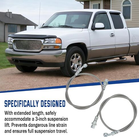 خطوط فرامل ممتدة من AUTOVIC من الفولاذ المقاوم للصدأ لسيارة 1999-2007 Chevy Silverado GMC Sierra 1500 2WD in Saudi Arabia