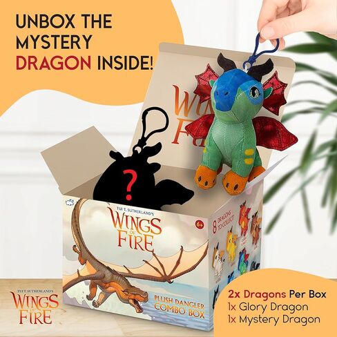 Tui T. Sutherland's - Wings of Fire Dragon Plush Stuffed Animal - Glory & Mystery Dragon Combo Box - Soft Stuffed Animal Dangler Toy - Collectible Dragon Plushies for Kids - 2 Dragons Per Box in Kuwait