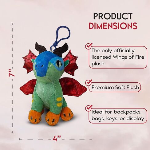 Tui T. Sutherland's - Wings of Fire Dragon Plush Stuffed Animal - Glory & Mystery Dragon Combo Box - Soft Stuffed Animal Dangler Toy - Collectible Dragon Plushies for Kids - 2 Dragons Per Box in Kuwait