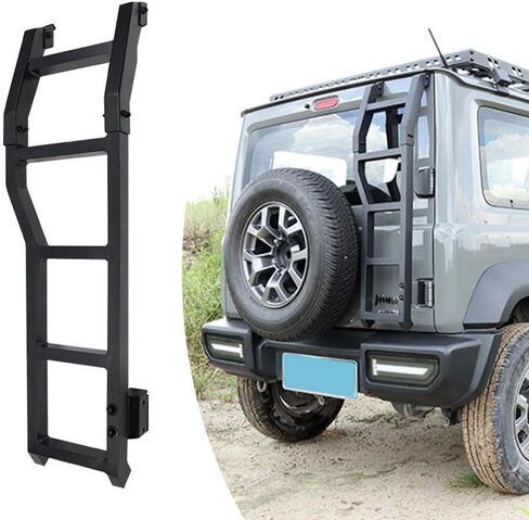 Aluminum Rear Door Ladder Compatible with Suzuki Jimny JB74 2019 2020 2021 2022 2023 2024 2025, Tailgate Access Step for Roof Rack, Durable Off-Road Rear Door Climbing Accessory in Saudi Arabia