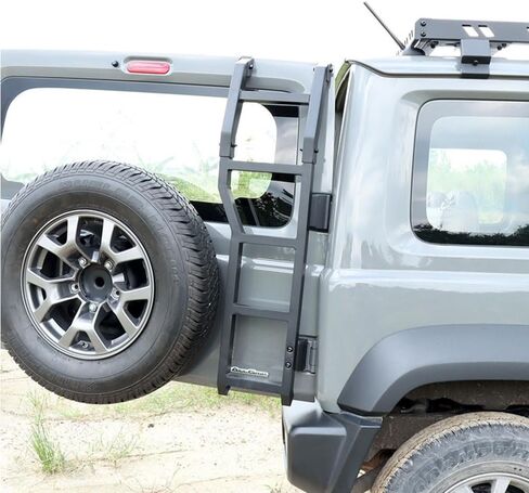 Aluminum Rear Door Ladder Compatible with Suzuki Jimny JB74 2019 2020 2021 2022 2023 2024 2025, Tailgate Access Step for Roof Rack, Durable Off-Road Rear Door Climbing Accessory in Saudi Arabia