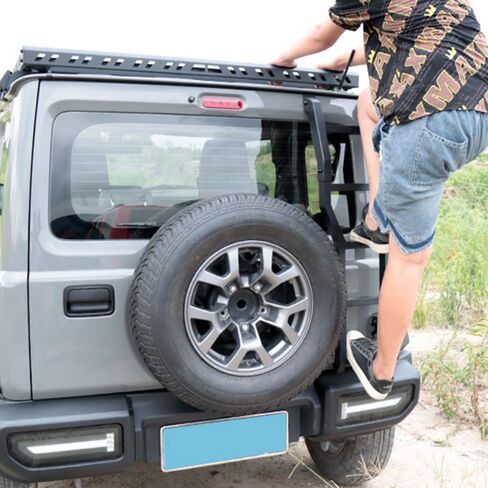 Aluminum Rear Door Ladder Compatible with Suzuki Jimny JB74 2019 2020 2021 2022 2023 2024 2025, Tailgate Access Step for Roof Rack, Durable Off-Road Rear Door Climbing Accessory in Saudi Arabia