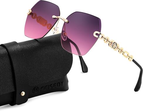 FEISEDY نظارات شمسية كلاسيكية بدون إطار للنساء بإطار معدني وعدسة قطع ماسية نظارات شمسية B2567 in Saudi Arabia