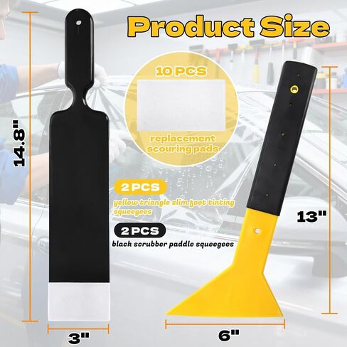 4 Pieces Window Tint Tools, Long Handle Bulldozer Squeegee Scrubber Paddle Squeegee, Auto Flat Window Film Installation Cleaning Tool for Car Front Windows Rear Glass in Saudi Arabia