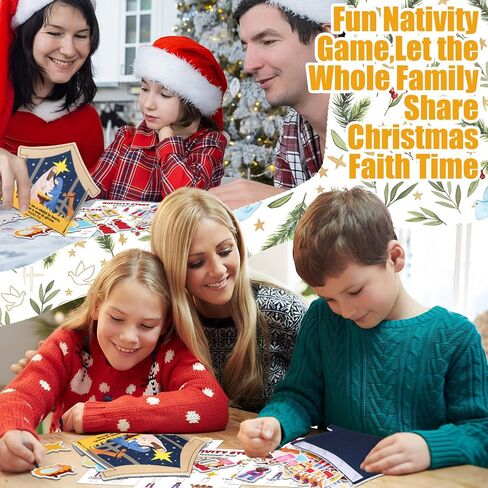 Soulchen Christmas Scavenger Hunt Game Nativity Game Sets الإمدادات بما في ذلك حقيبة المهد اللباد 15 بطاقة Scavenger Hunt 60 قطعة عنصر مسيحي لعيد الميلاد لحفلة مدرسة كنيسة عيد الميلاد in Saudi Arabia