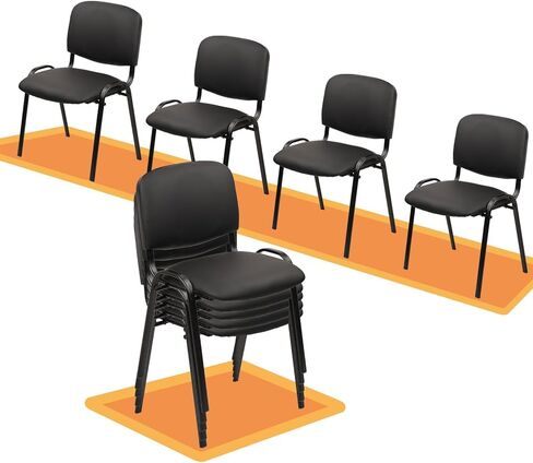 CLATINA Stacking Waiting Room Chairs, PU Leather Armless Office Guest Chair with Metal Frames, Stackable Conference Room Chairs No Wheels for Reception Lobby Side Meeting Training School, Black 10PK in Saudi Arabia