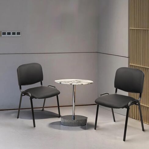 CLATINA Stacking Waiting Room Chairs, PU Leather Armless Office Guest Chair with Metal Frames, Stackable Conference Room Chairs No Wheels for Reception Lobby Side Meeting Training School, Black 10PK in Saudi Arabia