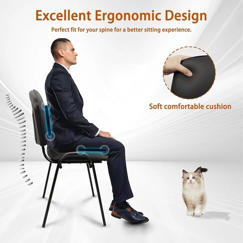 CLATINA Stacking Waiting Room Chairs, PU Leather Armless Office Guest Chair with Metal Frames, Stackable Conference Room Chairs No Wheels for Reception Lobby Side Meeting Training School, Black 10PK in Saudi Arabia