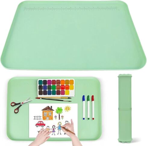 Premium Silicone Art Mat for Crafts, 24" x 16" Non-Slip Art Mat for Painting, Clay, Resin, Slime, Jewelry-Making, and Crafts – Waterproof & Easy to Clean, Raised Edges for Mess-Free Crafting (Blue) in Kuwait