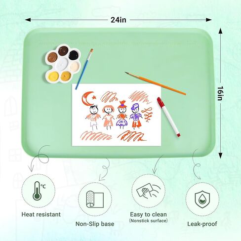 Premium Silicone Art Mat for Crafts, 24" x 16" Non-Slip Art Mat for Painting, Clay, Resin, Slime, Jewelry-Making, and Crafts – Waterproof & Easy to Clean, Raised Edges for Mess-Free Crafting (Blue) in Kuwait