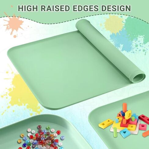 Premium Silicone Art Mat for Crafts, 24" x 16" Non-Slip Art Mat for Painting, Clay, Resin, Slime, Jewelry-Making, and Crafts – Waterproof & Easy to Clean, Raised Edges for Mess-Free Crafting (Blue) in Kuwait