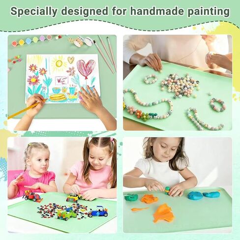 Premium Silicone Art Mat for Crafts, 24" x 16" Non-Slip Art Mat for Painting, Clay, Resin, Slime, Jewelry-Making, and Crafts – Waterproof & Easy to Clean, Raised Edges for Mess-Free Crafting (Blue) in Kuwait
