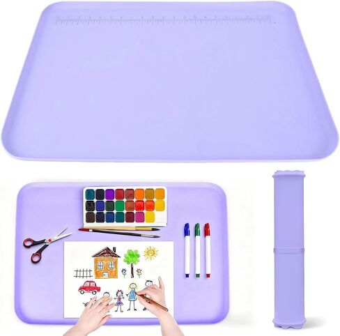 Premium Silicone Art Mat for Crafts, 24" x 16" Non-Slip Art Mat for Painting, Clay, Resin, Slime, Jewelry-Making, and Crafts – Waterproof & Easy to Clean, Raised Edges for Mess-Free Crafting (Blue) in Kuwait