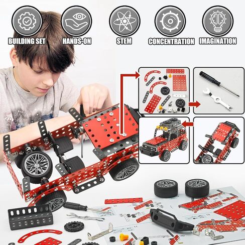288PCS Metal Model Car Kits Erector Set, Building Set for Kids Aged 8 and Up, 4x4 and Off-Road Vehicle, Model Car Kits Toy Playset, Birthday Gift for Boys 8-12 13 14+ Years Old, SUV Truck for Adults in Saudi Arabia