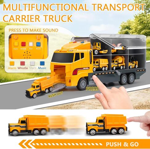Toddler Construction Truck Vehicle Toy Set for 3 4 5 6 Years Old Boys with Play Mat, Die-Cast Car Carrier Truck for Kids Boys Girls Birthday Party Gifts in Saudi Arabia