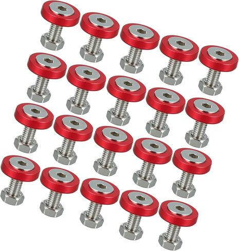 ACROPIX 20 Pcs Car Motorcycle Red M6 Fender Bumper Washer Bolt Nuts Kit Aluminum Alloy Engine Bay Fastener Car Parts in Saudi Arabia