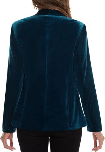 MINTLIMIT Women's 3/4 Sleeve Blazers Shawl Lapel Vintage Office Open Front Velvet Blazer (Dark Green,Size M) in Saudi Arabia