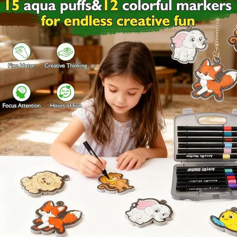 مجموعة فنية Aqua Puffs ثلاثية الأبعاد، حرف الأميرة ووحيد القرن للأطفال، طلاء نسيج رغوي DIY ونشاط تضخيم - متعة إبداعية سهلة وخالية من الفوضى، هدايا عيد ميلاد مثالية للفتيات والأولاد في سن 4 5 6 7 8 9 10 in Kuwait