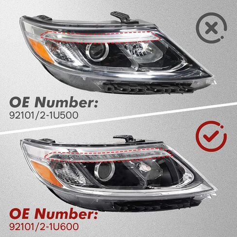 مجموعة المصابيح الأمامية متوافقة مع المصابيح الأمامية الهالوجين Kia Sorento EX SX 2014 2015 مع استبدال عدسة شفافة LED DRL مع لمبة (الجانب الأيسر للسائق) in Kuwait