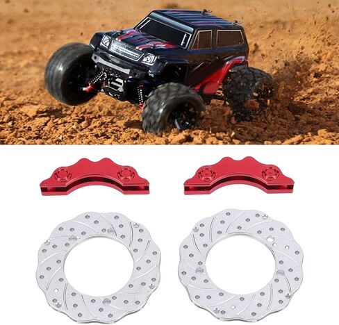 SUNGOOYUE RC Car Brake Disc Kit,Aluminum Alloy Brake Rotors with Simulated Calipers for 1/10 1/16 RC Crawler Cars 3D Design Lightweight Durable (Red) in Saudi Arabia