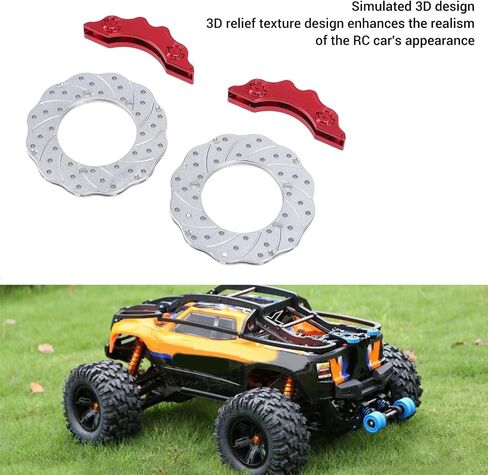 SUNGOOYUE RC Car Brake Disc Kit,Aluminum Alloy Brake Rotors with Simulated Calipers for 1/10 1/16 RC Crawler Cars 3D Design Lightweight Durable (Red) in Saudi Arabia