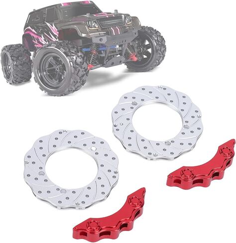 SUNGOOYUE RC Car Brake Disc Kit,Aluminum Alloy Brake Rotors with Simulated Calipers for 1/10 1/16 RC Crawler Cars 3D Design Lightweight Durable (Red) in Saudi Arabia