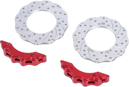 SUNGOOYUE RC Car Brake Disc Kit,Aluminum Alloy Brake Rotors with Simulated Calipers for 1/10 1/16 RC Crawler Cars 3D Design Lightweight Durable (Red) in Saudi Arabia