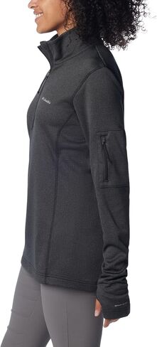 Columbia Women's Park View Grid Fleece Half Zip, Black Heather, 3X Plus in Saudi Arabia