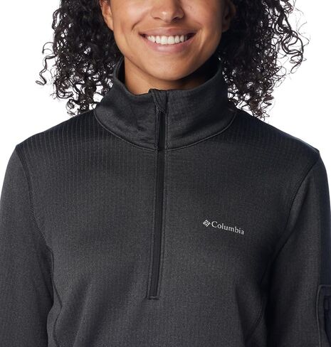 Columbia Women's Park View Grid Fleece Half Zip, Black Heather, 3X Plus in Saudi Arabia