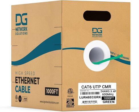 DG Cat6 Riser (CMR), 1000ft, UTP (Unshielded Twisted Pairs) 24AWG, with Spline, Solid Pure Copper, 600MHz, Higher dB, ETL Verified, Bulk Ethernet Cable, Blue in Kuwait