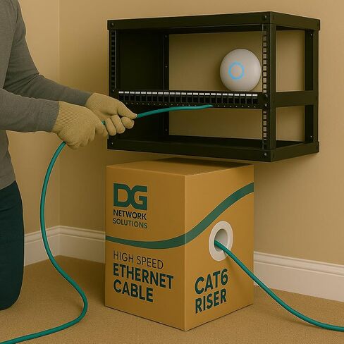 DG Cat6 Riser (CMR), 1000ft, UTP (Unshielded Twisted Pairs) 24AWG, with Spline, Solid Pure Copper, 600MHz, Higher dB, ETL Verified, Bulk Ethernet Cable, Blue in Kuwait