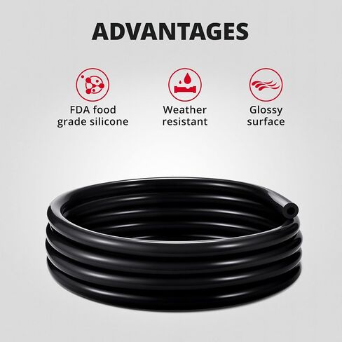 طاقة الشر 1/8 5/32 3/16 1/4 5/16 3/8 مجموعة خرطوم أنابيب فراغ السيليكون 5FT 130PSI أقصى ضغط أسود (3 مم 4 مم 5 مم 6 مم 8 مم 10 مم) in Kuwait