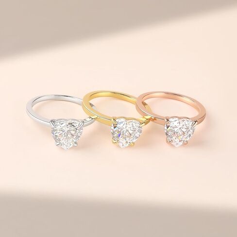 JALOKIVI 1.4CT 925 Sterling Silver Engagement Rings for Women Rose Gold Heart Cut Halo Cubic Zirconia Promise Wedding Rings Size 4 in Saudi Arabia