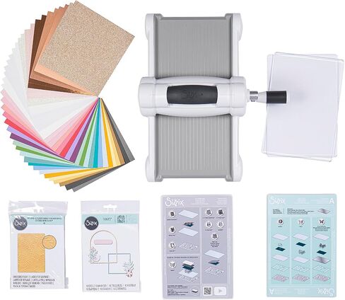 آلة Sizzix Big Shot مع مجموعة أدوات للمبتدئين، آلة قطع ونقش بالقالب مقاس 6 بوصات مع قوالب قطع ومجلد نقش وبطاقات in Saudi Arabia