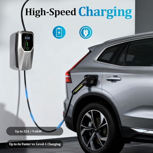 شاحن محمول من المستوى 1 والمستوى 2 EV 16/ 32 أمبير مع كابل تمديد 25 قدم، قابس مزدوج 240 فولت NEMA 6-20 ومحول NEMA 5-15 120 فولت، محطة شحن EV للسيارات الكهربائية J1772 (16A) in Saudi Arabia