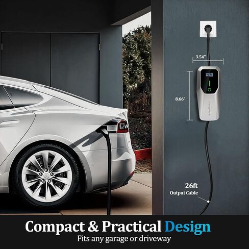 شاحن محمول من المستوى 1 والمستوى 2 EV 16/ 32 أمبير مع كابل تمديد 25 قدم، قابس مزدوج 240 فولت NEMA 6-20 ومحول NEMA 5-15 120 فولت، محطة شحن EV للسيارات الكهربائية J1772 (16A) in Saudi Arabia