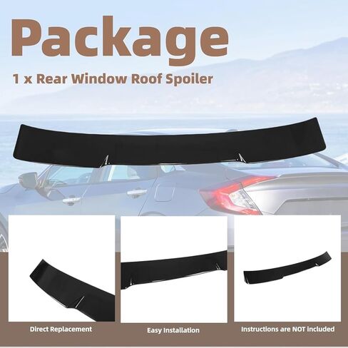 جناح سبويلر للسقف لسيارة Honda Civic Hatchback 2022 2023 2024 2025 جناح سبويلر للشفاه الخلفي باللون الأسود اللامع (لن يناسب السيدان) in Kuwait
