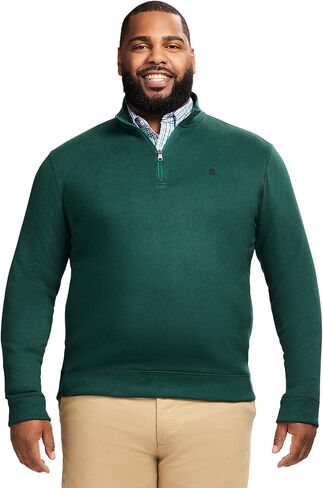 IZOD Men's Big & Tall Big Advantage Performance Quarter Zip Fleece Pullover Sweatshirt, Light Grey Heather Solid, Large Tall in Saudi Arabia