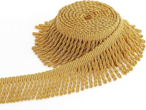 Bullion Fringe Trim Gold Curtain Fringe Trim 3 Yards Tassel Trim Chainette Fabric Trims Sewing Lace for DIY Crafts Clothes Curtain Sofa Home Decoration in Saudi Arabia