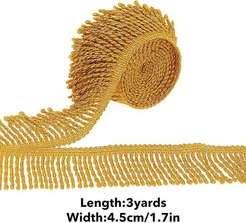 Bullion Fringe Trim Gold Curtain Fringe Trim 3 Yards Tassel Trim Chainette Fabric Trims Sewing Lace for DIY Crafts Clothes Curtain Sofa Home Decoration in Saudi Arabia
