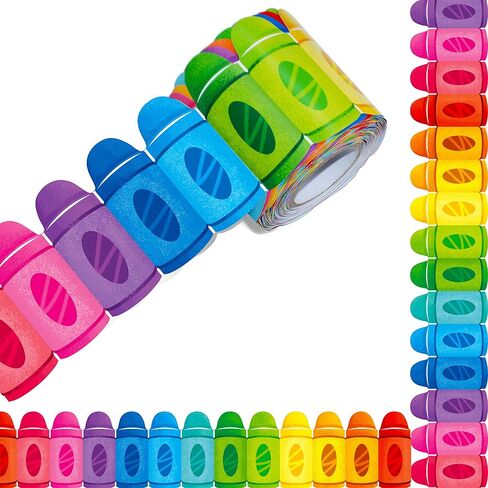 60 Feet Bulletin Board Borders, Colorful Crayon Die-Cut Rolled Border Trim Decoration Borders for School, Classroom & Offices in Saudi Arabia